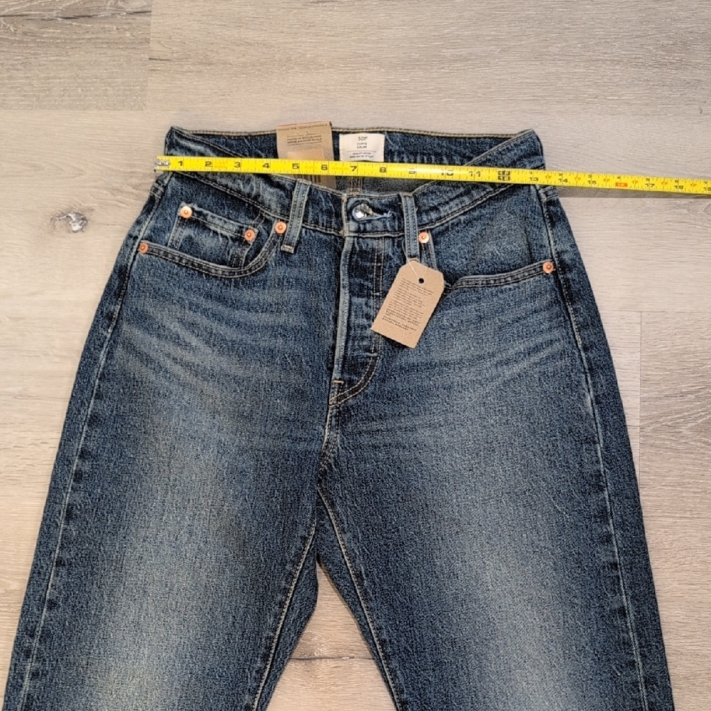 New Levi's 501 Dark Blue Straight-Leg Jeans with Rhinestone Detail - Picture 2 of 11